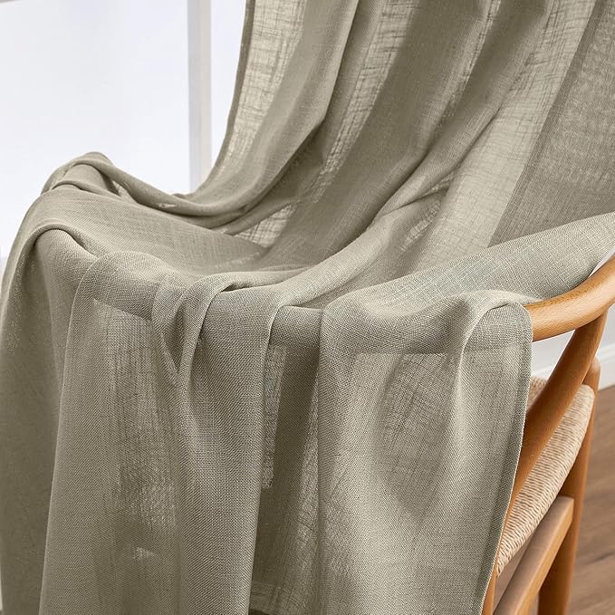 MIULEE Oatmeal Linen Curtains 108 Inch Long 2 Panels - Image 6