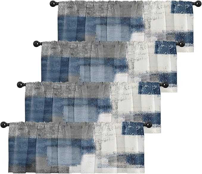 Emvency 4 Pack Valances Window Treatments, 52x12 Inch Rod Pocket Valances by Emvency
