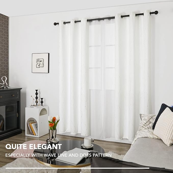 Deconovo White Curtains 84 Inches Long, Room Darkening Curtain, Thermal - Image 8
