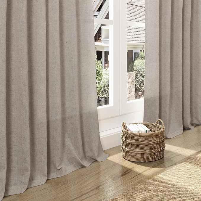 Nanspring Ecru Curtains for Living Room 72 Inches Long Linen Blend Luxury Light - Image 5