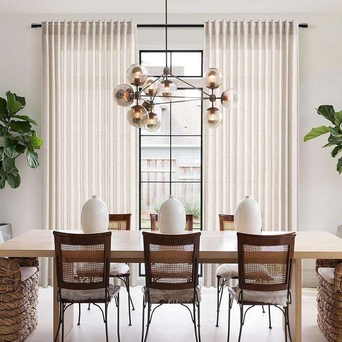 Nanspring Beige Linen Curtains 108 Inches Long 2 Panels Back Tab Rod Pocket - Image 7