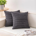 Pack of 2 Corduroy Decorative Throw Pillow Covers 16x16 Inch Soft Striped by Unknown