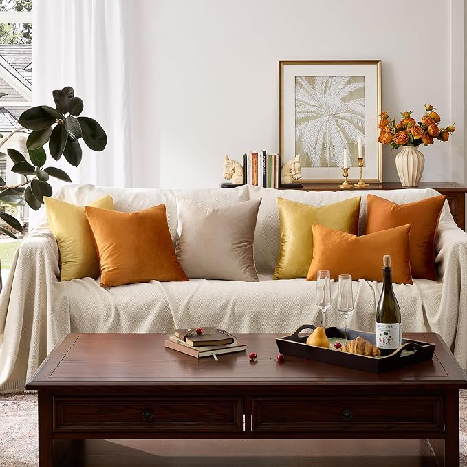 GIGIZAZA Cinnamon Orange Velvet Decorative Throw Pillow Covers - Image 5