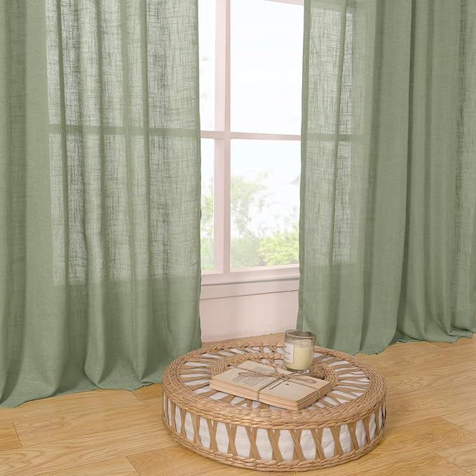 LAMIT Sage Green Linen Curtains - Image 8
