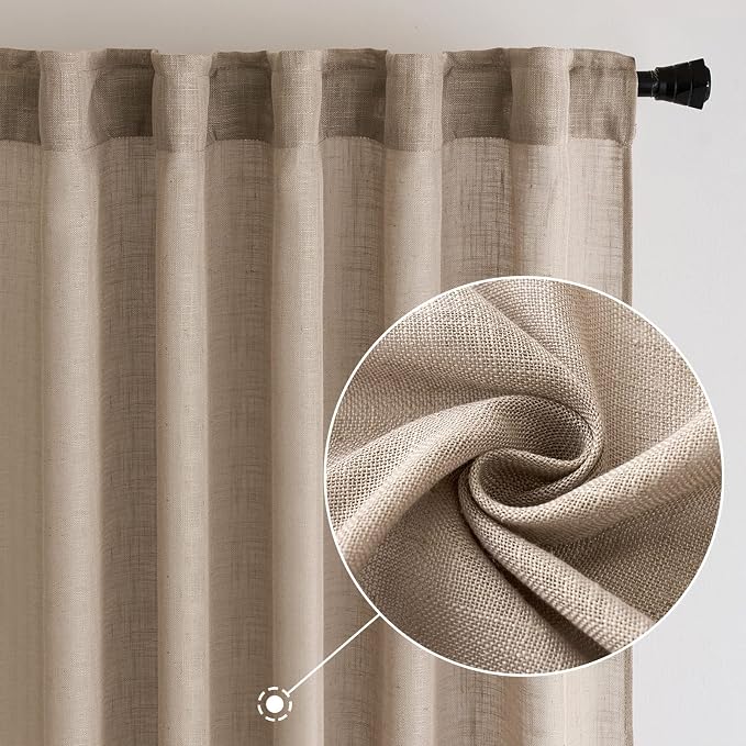 MIULEE Taupe Linen Curtains 96 Inch Long - Image 2