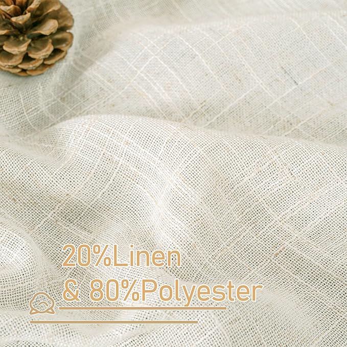 LAMIT Linen Semi Sheer Curtains 63 Inch Length 2 Panels, Light Filtering - Image 3