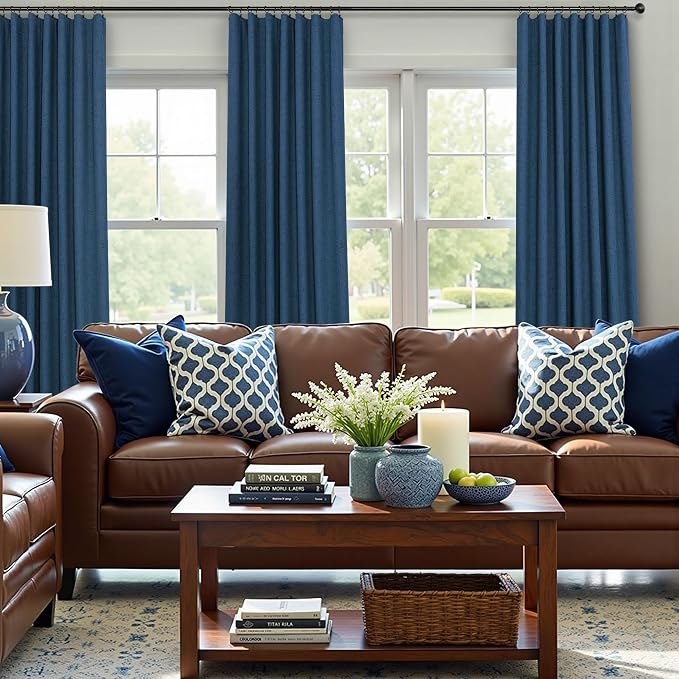 Navy Blue Short Blackout Curtains 54 Inch Length 2 Panels - Image 6