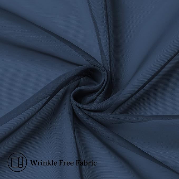 Aiyufeng Sheer Navy Blue Curtains 108 inch Length 2 Panels Set, Airy - Image 6