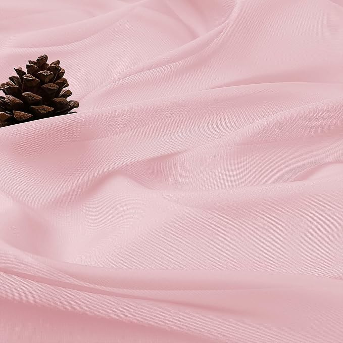 OVZME Blush Pink Sheer Curtains 120 Inches Long 2 Panels Set, 59 Inch Extra - Image 5
