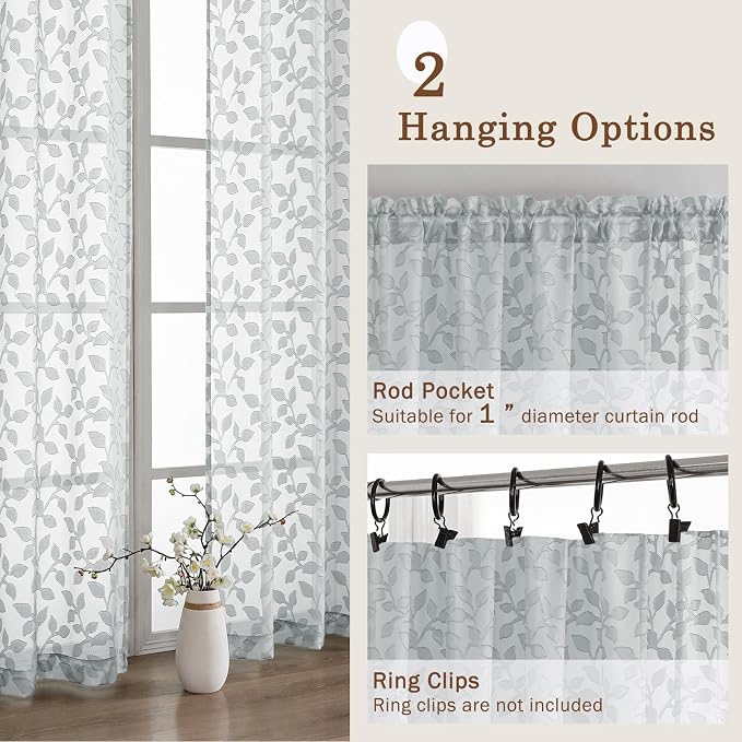 Chyhomenyc Light Grey Sheer Curtains 84 Inch Length 2 Panels Set, Light - Image 5