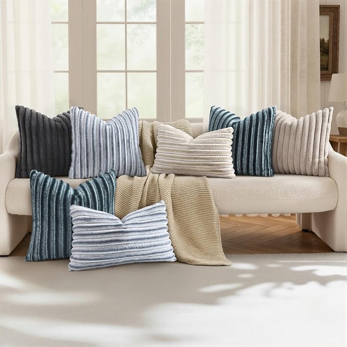 decorUhome Cozy Faux Fur Throw Pillow Covers 22x22 Set of 2 Decorative Soft - Image 5