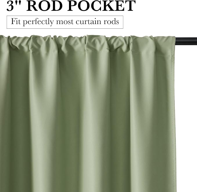RYB HOME Bedroom Blackout Curtains 72 inches Long, 100% Blackout Thermal - Image 2