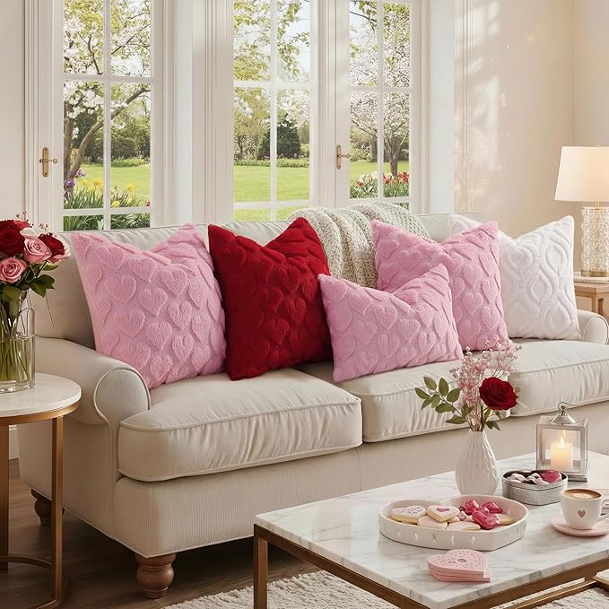 decorUhome Throw Pillow Covers 12x20 Inch Set of 2, Soft Plush Faux Wool Cream - Image 6