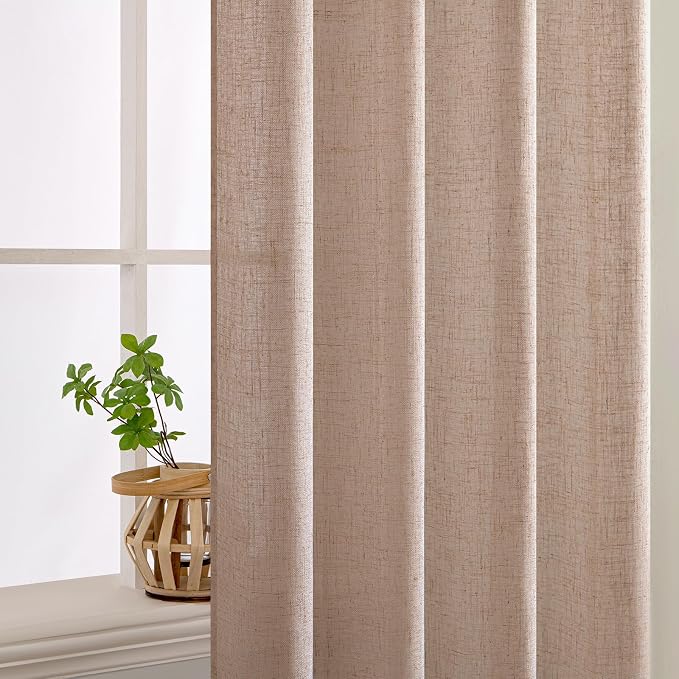MIULEE Natural Beige Linen Curtains 96 Inches Long 2 Panels - Image 5