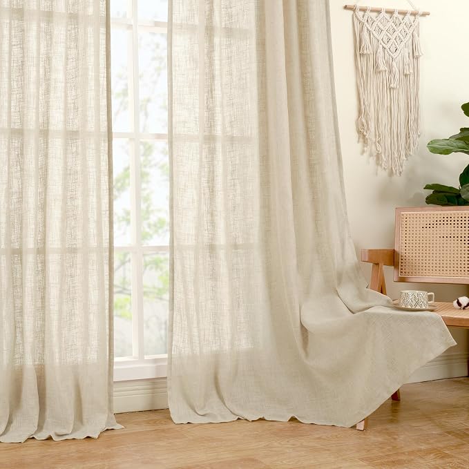 LAMIT Semi Sheer Linen Curtains 72 inches Long - Image 9
