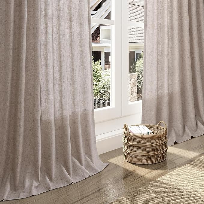 Brownish Grey Linen Curtains for Living Room Extra Long 126 Inches Long Back - Image 5