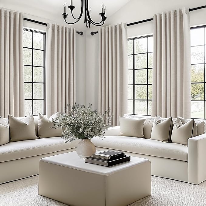 Oatmeal 105 Inch Long Curtains for Living Room Custom, Sun Blocking Elegant - Image 5