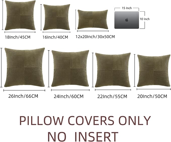 Fancy Homi 2 Packs Olive Green Decorative Throw Pillow Covers 18x18 Inch - Image 8