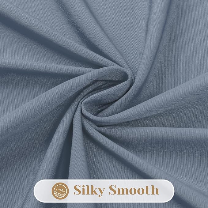 HOMEIDEAS Non-See-Through Stone Blue Privacy Sheer Curtains, 52 X 54 Inches - Image 7
