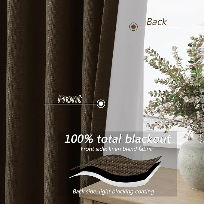 Guken 100% Blackout Curtains 90 Inch Length 2 Panels Set - Image 4