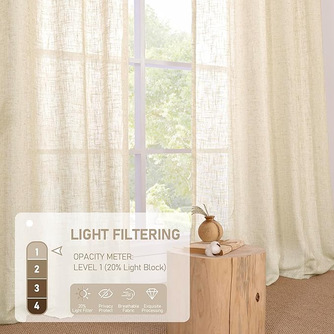 LAMIT Linen Curtains 63 inch Long - Image 3