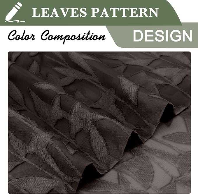 Lecloud Leia 2 PCS Chocolate Brown Sheer Kitchen Curtains 36 Inch Length - Image 3
