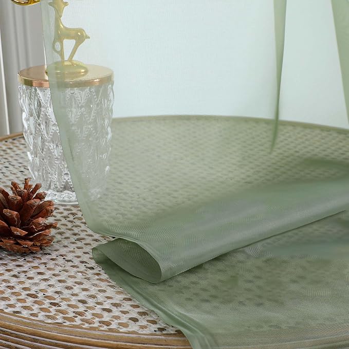 OWENIE Sage Green Sheer Curtains, Sheer Curtains 96 inches Long 2 Panels Set - Image 7