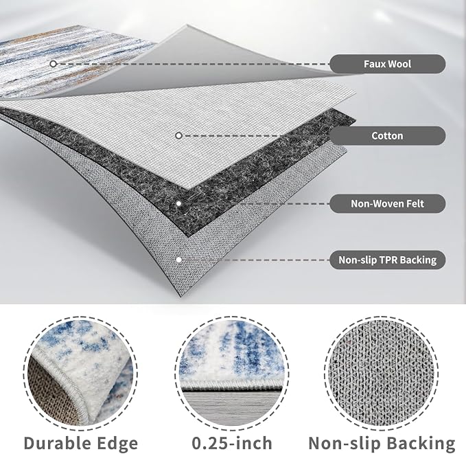 2'6''x10' Washable Runner Rugs for Hallway: Easy-to-Clean Abstract Runners for - Image 6
