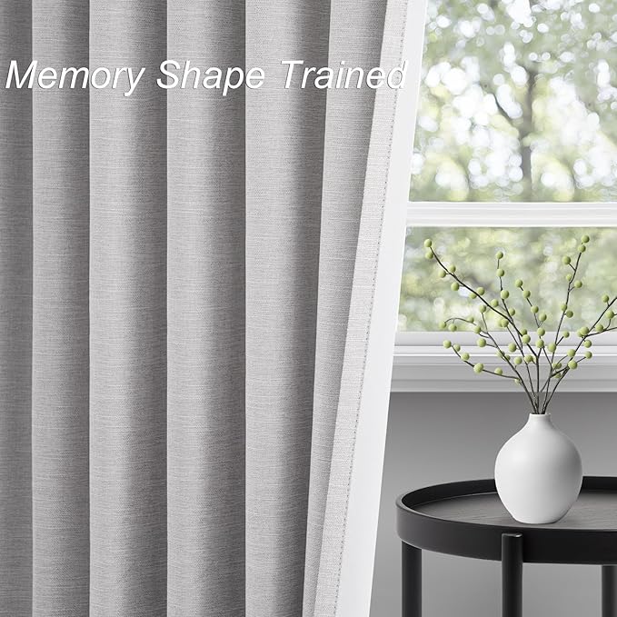 Linen Blackout Curtains & Drapes 92 Inches Long 2 Panels Set - Image 5