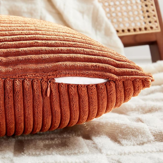 Fancy Homi 2 Packs Burnt Orange Samll Fall Decorative Throw Pillow Covers 14x14 - Image 4
