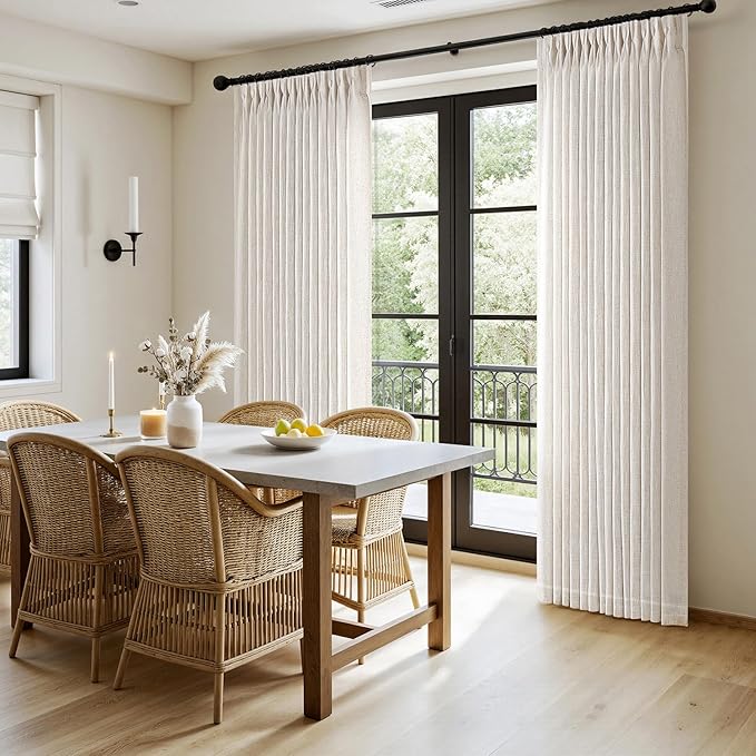 MIULEE Pinch Pleated Thick Linen Curtains 120 Inches Long 2 Panels - Image 3