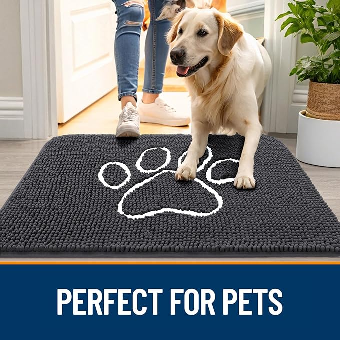 OLANLY Dog Door Mat for Muddy Paws 40x32, Paw Print Design, Absorbs Moisture - Image 6