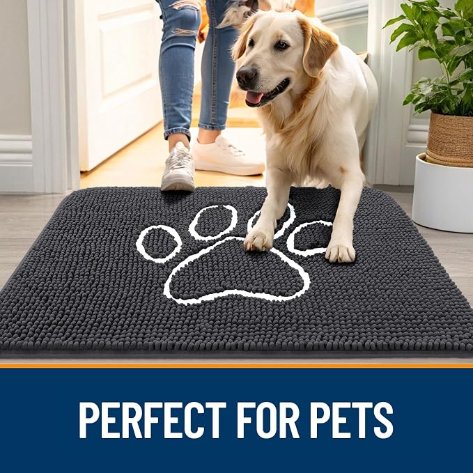 OLANLY Dog Door Mat for Muddy Paws 45x27, Paw Print Design, Absorbs Moisture - Image 6