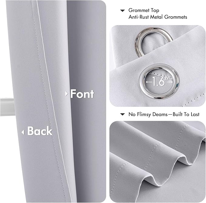 MIULEE Greyish White Blackout Curtains - Image 4