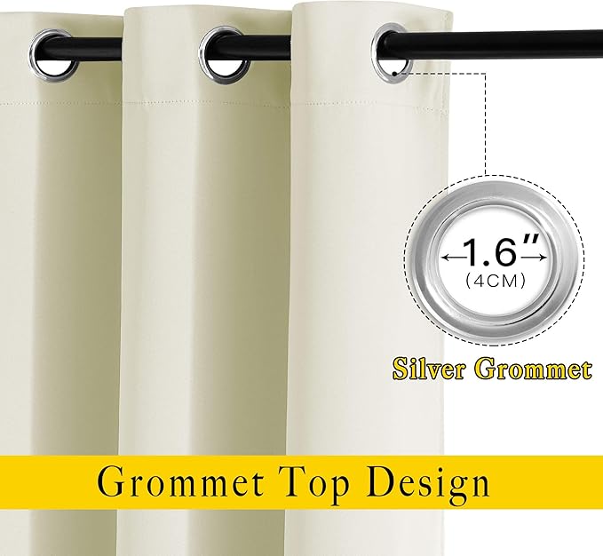 NICETOWN Room Darkening Beige Curtains 84 inches Long, Grommet Room Darkening - Image 2
