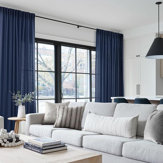 Navy Blue Curtains 105 inch Length - Image 6