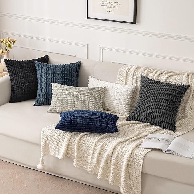 MIULEE Pack of 2 Corduroy Decorative Lumbar Throw Pillow Covers 20x12 Inch Soft - Image 2