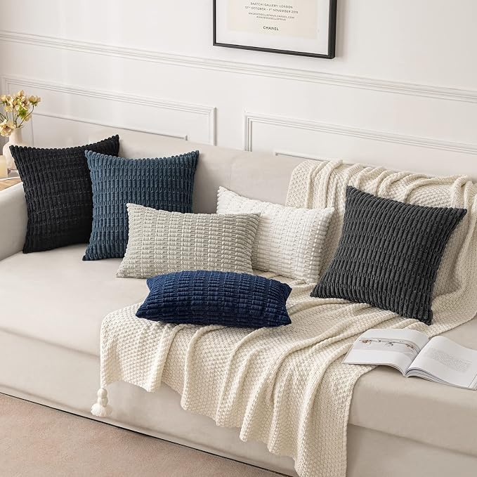 MIULEE Pack of 2 Corduroy Decorative Euro Sham Throw Pillow Covers 24x24 Inch - Image 5