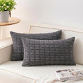 Pack of 2 Corduroy Decorative Throw Pillow Covers 12x20 Inch Soft Striped by Unknown