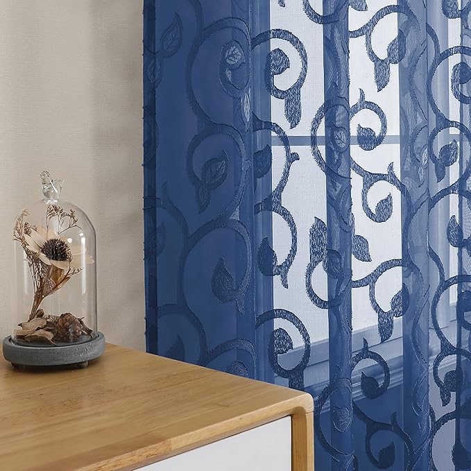 OWENIE Furman Blue Sheer Curtains 96 inches Long - Image 7