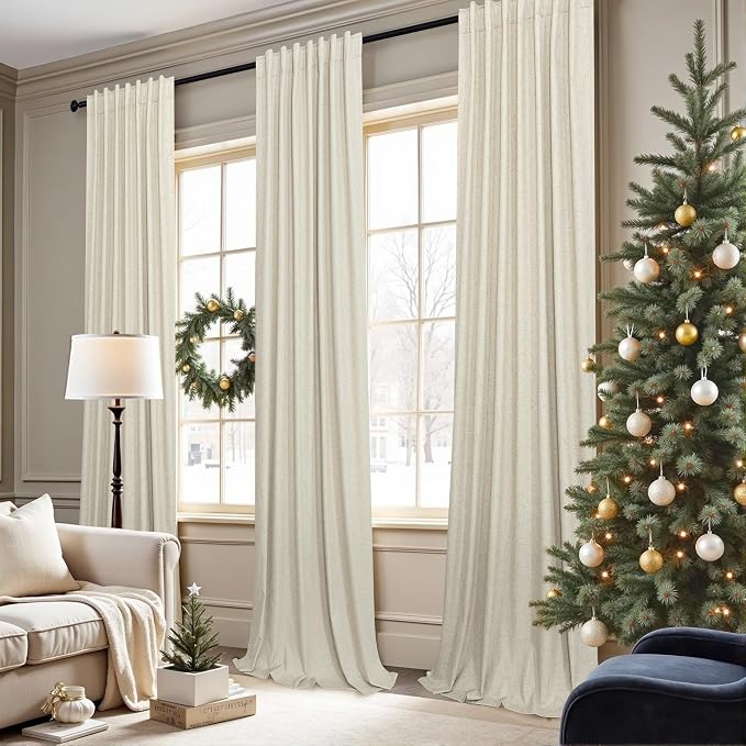 Pitalk 80 Inch Curtains 2 Panel Set Linen Blackout Curtains - Image 2