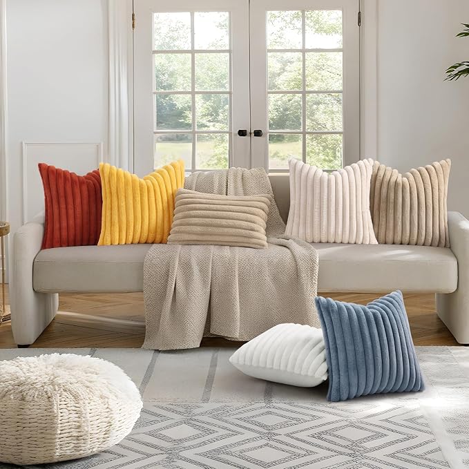 decorUhome Cozy Faux Fur Throw Pillow Covers 18x18 Set of 2 Decorative Soft - Image 6