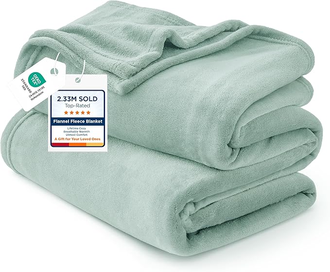 Bedsure GentleSoft Sage Green Fleece Throw Blanket by BEDSURE