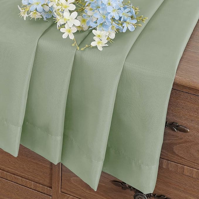 Sage Green Window Sheer Curtains 45 Inches Length, Voile Short Curtains - Image 8