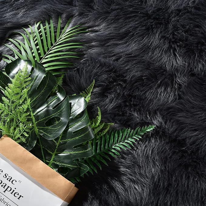 Latepis Dark Gray Faux Fur Rug 3x4 Area Sheepskin Rug - Image 5