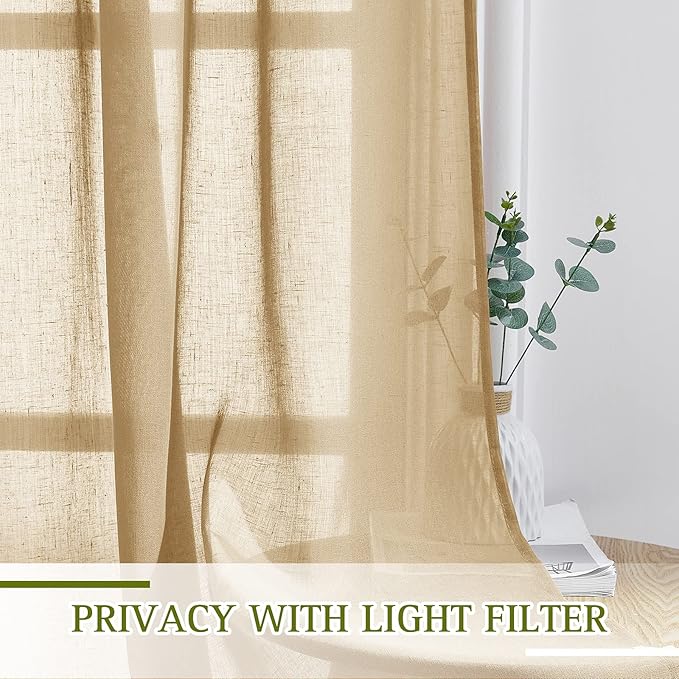 NICETOWN Linen Curtains 45 inch Length - Image 3
