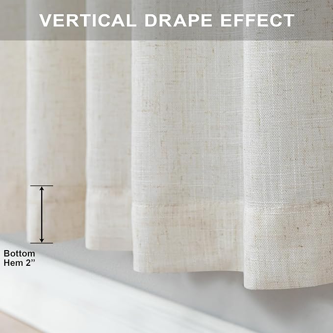 Pitalk Off White Linen Curtains 92 Inch Length 2 Panels - Image 7