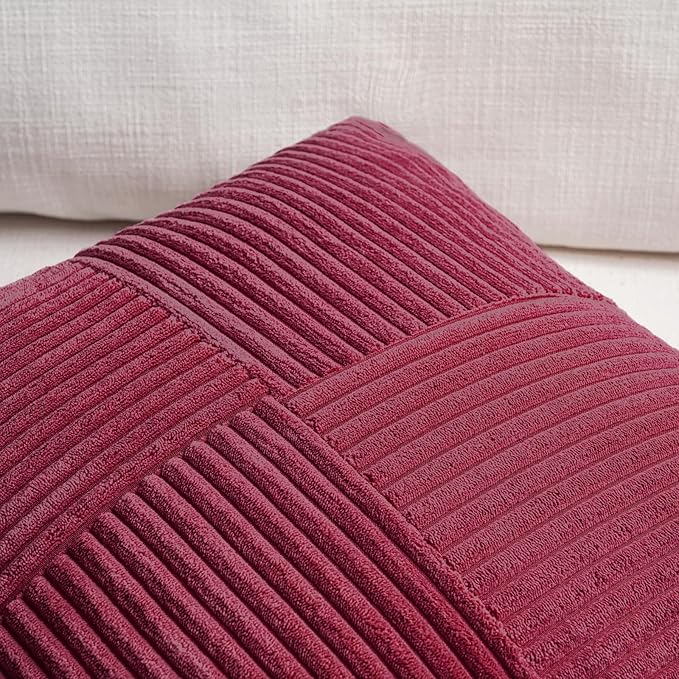 Fancy Homi Set of 2 Burgundy Boho Long Lumbar Body Decorative Throw Pillow - Image 3