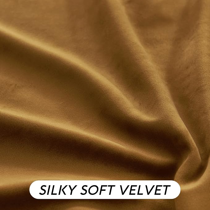 RYB HOME Gold Brown Velvet Curtains, Light Blocking, Energy Saving, Vintage - Image 7