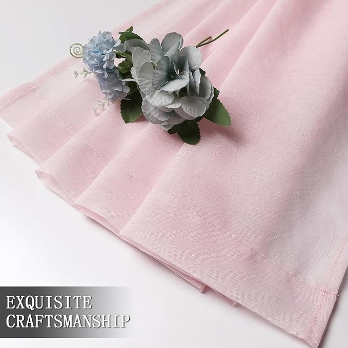 Tollpiz Sheer Curtains Bedroom Linen Textured Curtain Sheers Light Filtering - Image 7